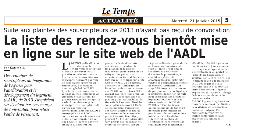 Le temp entretien Benidir